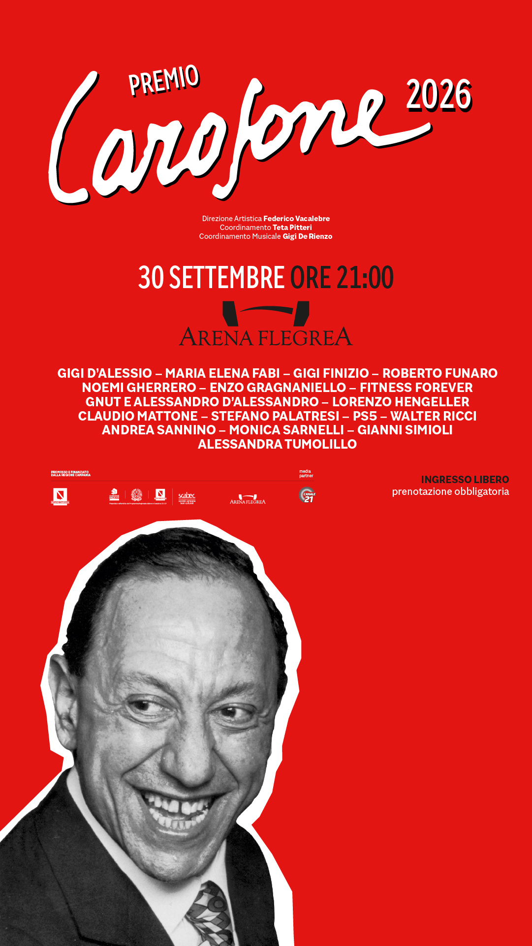 Premio Carosone 2026 all'Arena Flegrea di Napoli